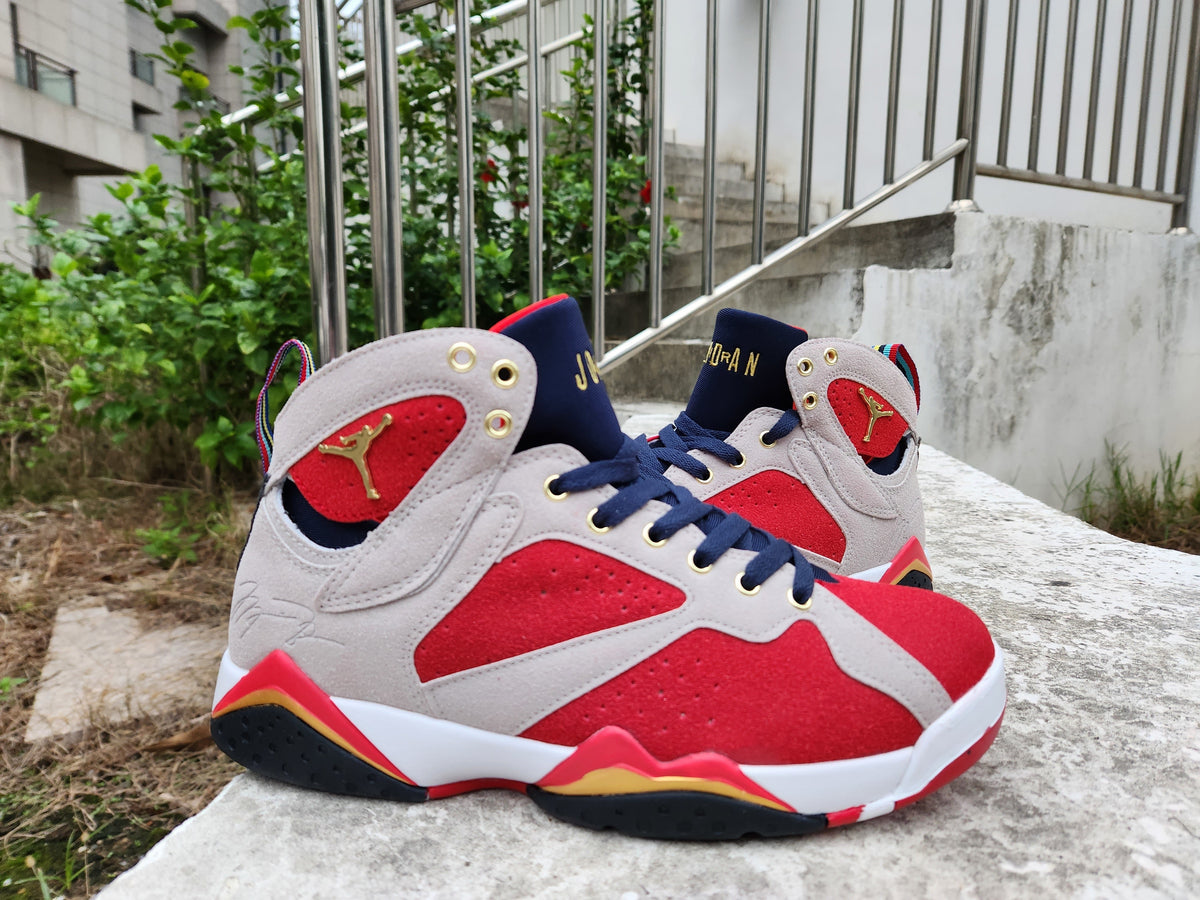 Trophy Room x Air Jordan 7 Sneakers in Gray, Red and Gold