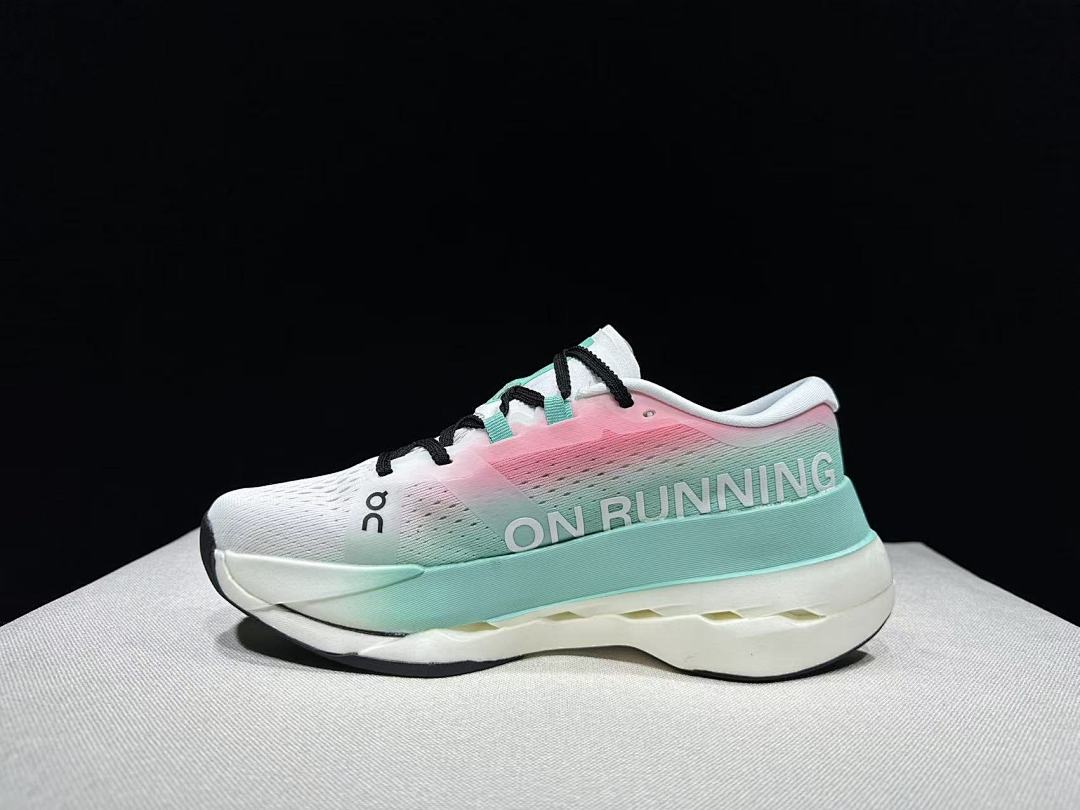 On Cloudboom Max Running Shoes, White Mint Pink