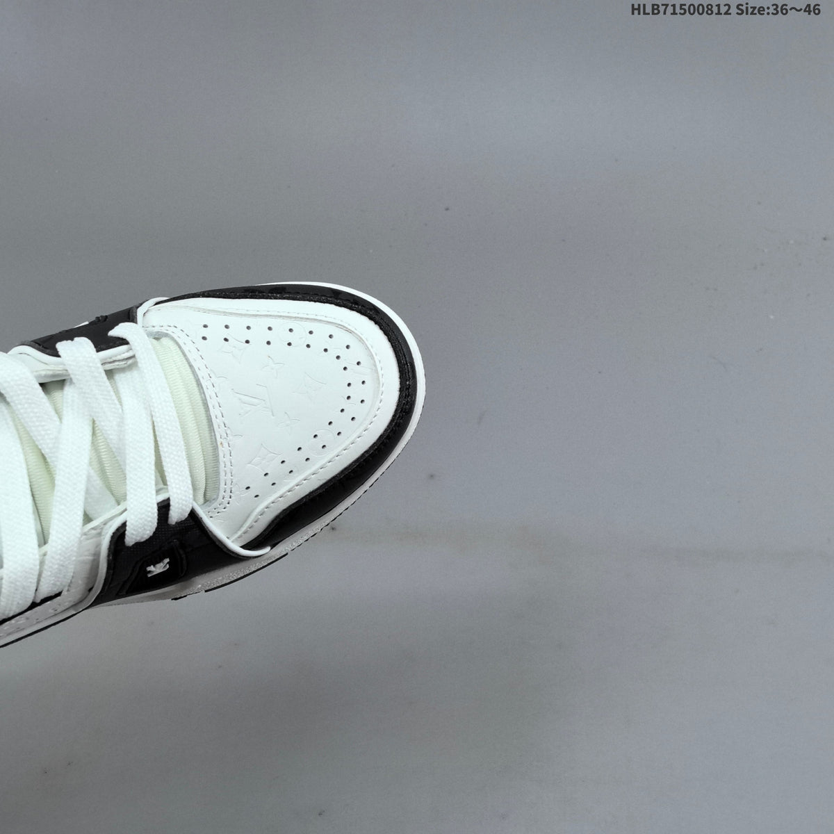 Louis Vuitton White and Black Low-Top Sneakers