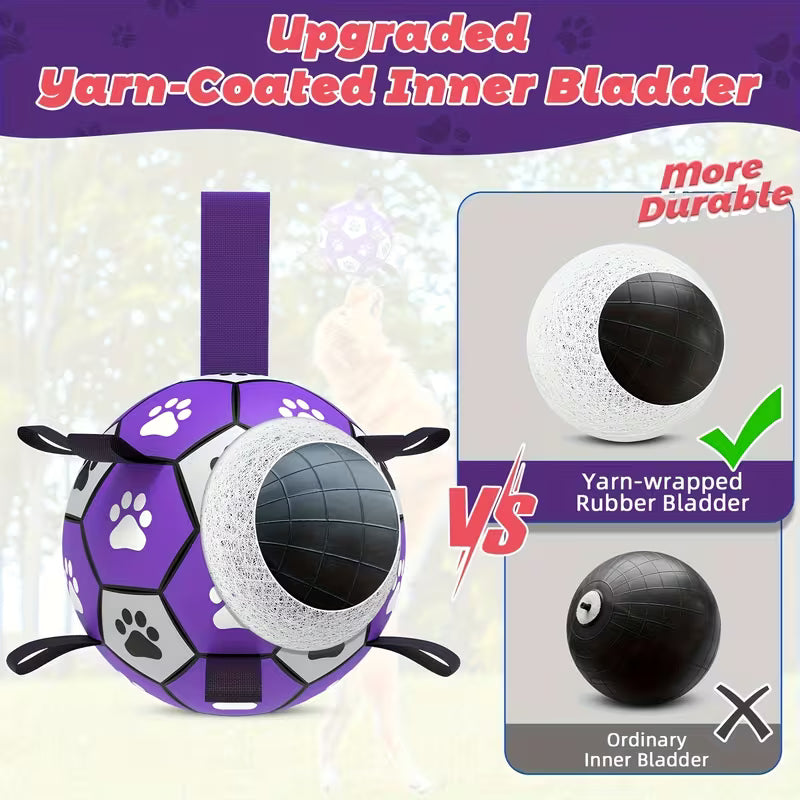 Interactive Dog Soccer Ball with Handle Strap – Indoor & Outdoor Tug of War Toy for Small, Medium & Large Dogs