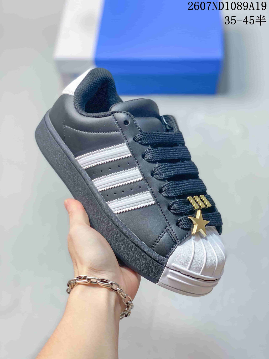 Adidas Superstar Black and White Shell-Toe Sneakers 2607ND1089A19