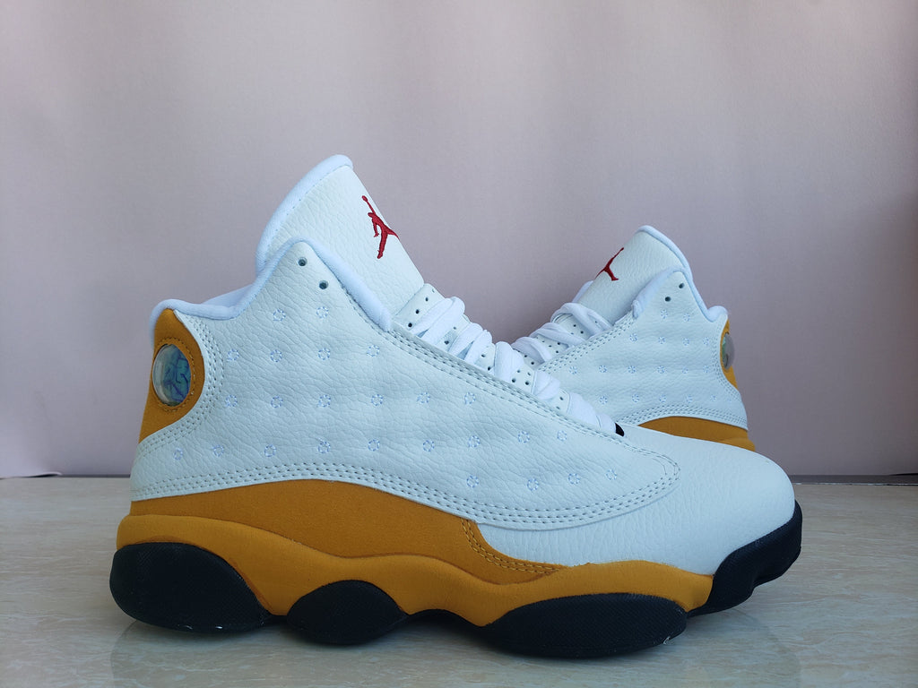 Air Jordan 13 White and Yellow Basketball Sneakers