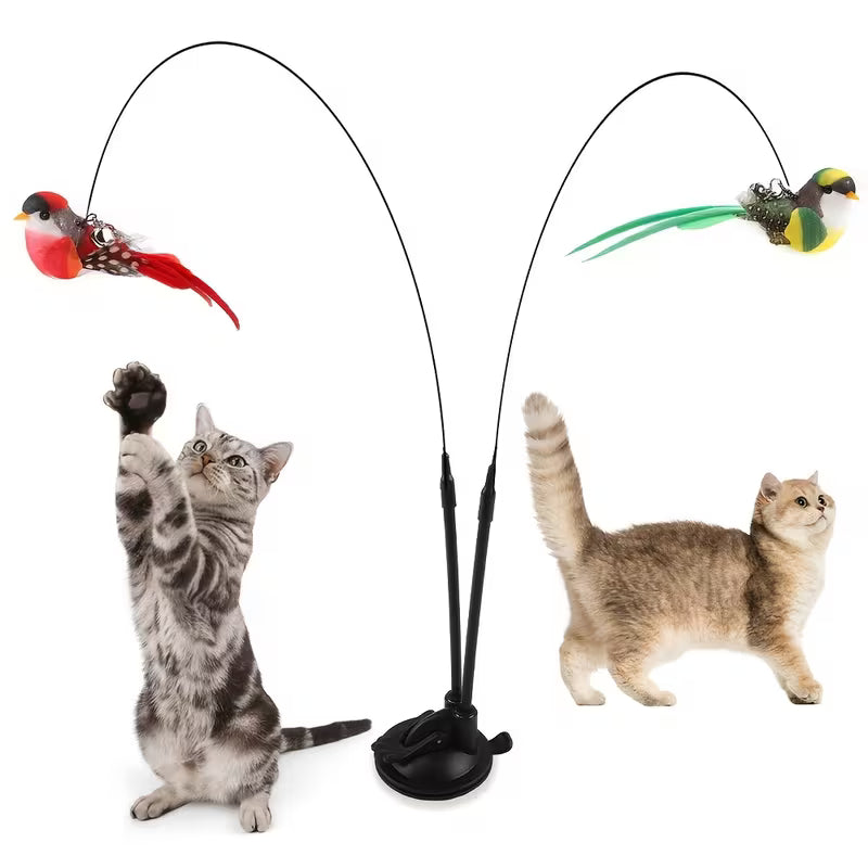 Cat Wand Toy Set with Feather Bird and Bell