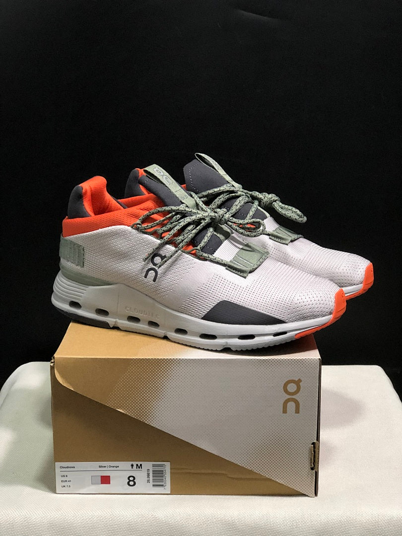 On Cloudnova 1 Sneakers, Silver and Orange