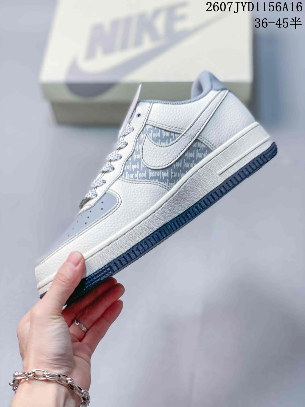 Nike Air Force 1 '07 Low Grey Blue Graphic Sneakers