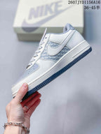 Nike Air Force 1 '07 Low Grey Blue Graphic Sneakers