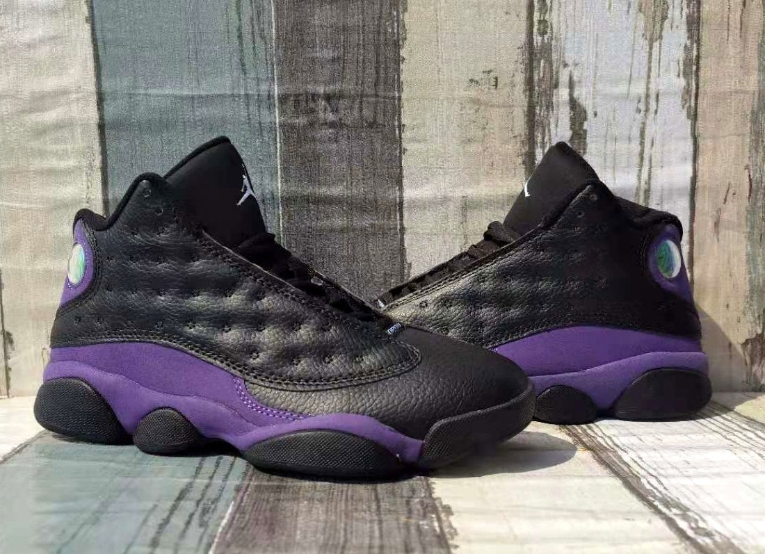 Jordan 13 Black and Purple Men's Sneakers