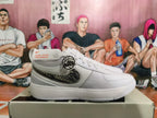 Nike Basketball Sneakers in White with Patterned Swoosh