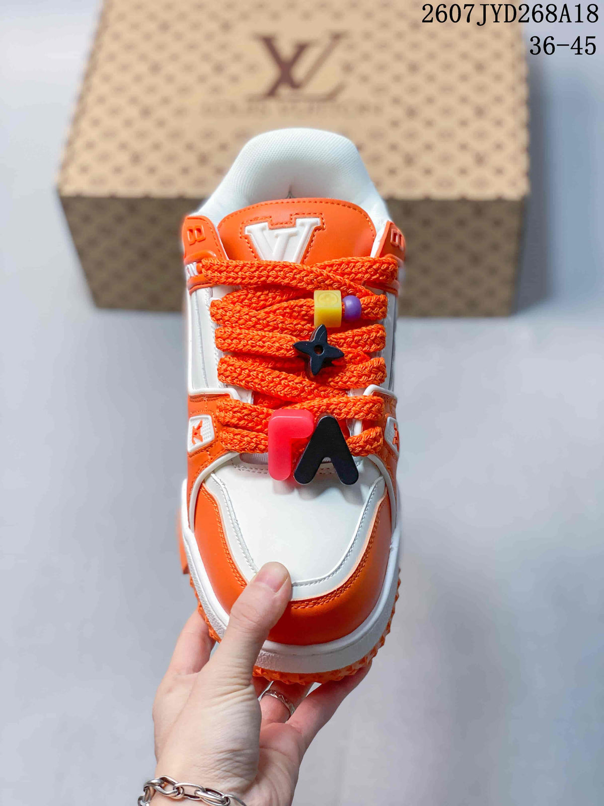 Louis Vuitton Trainer Low Sneakers Orange White 711580URY