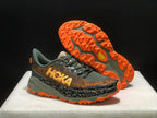 HOKA Speedgoat 6 Trail Running Shoes in Olive and Orange