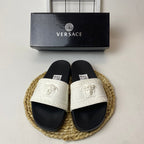 Versace Medusa Slide Sandals with Greek Key Detail