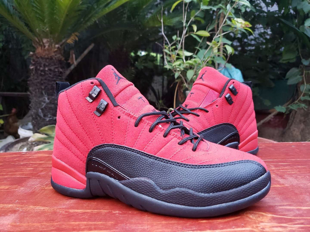 Jordan 12 Red and Black High-Top Sneakers