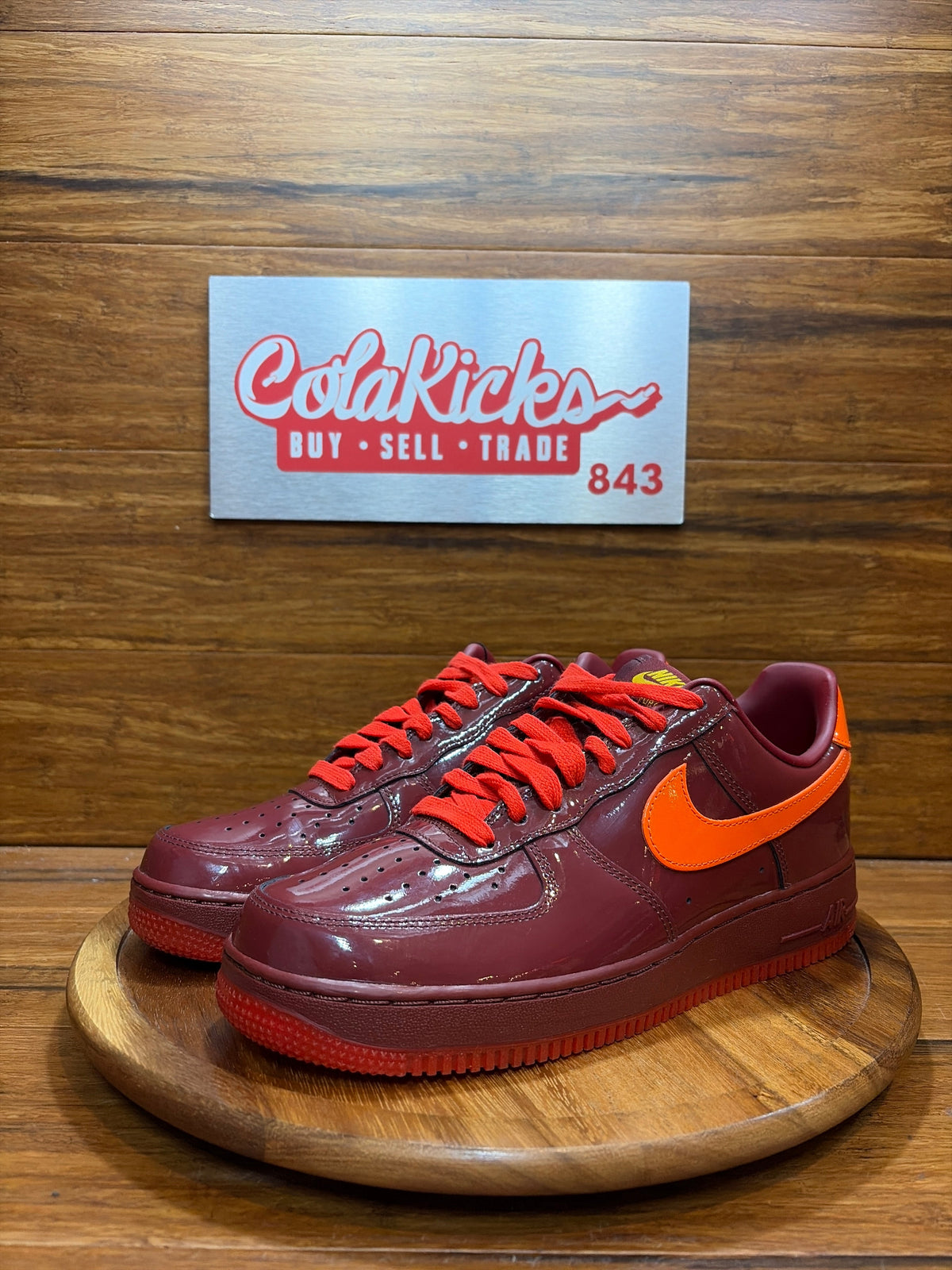 Nike Air Force 1 Low Patent Leather Dark Team Red Safety Orange