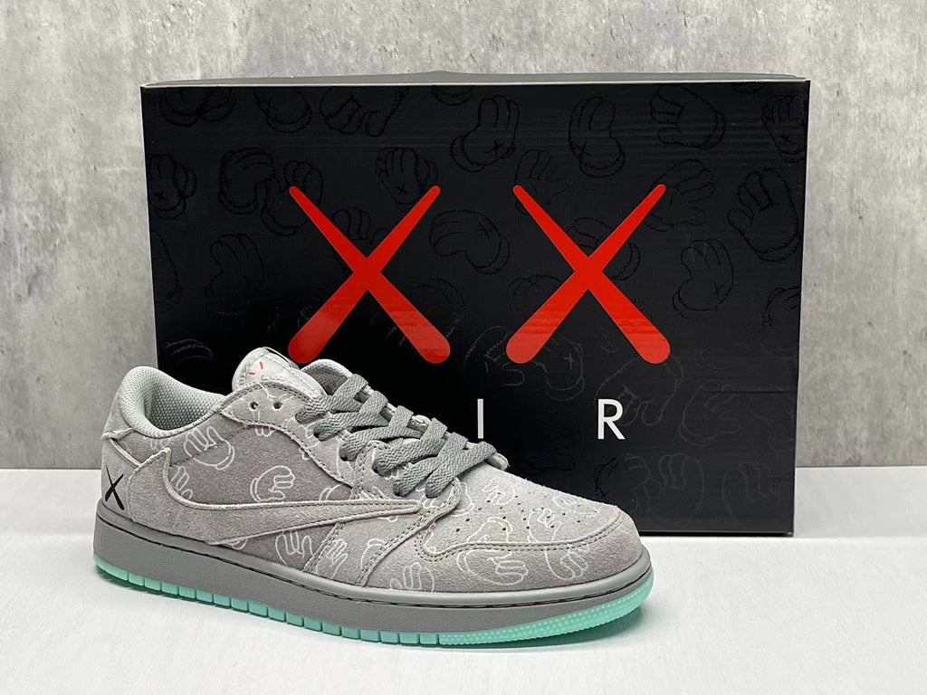 Jordan 1 Low Cool Grey Sneakers with Mint Green Sole