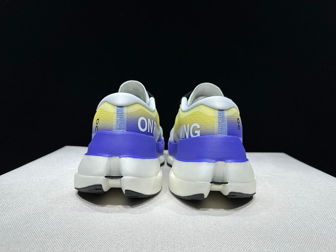 On Cloudboom Max Running Shoes, White Yellow Purple