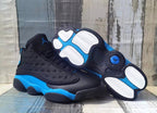 Jordan 13 Black Moon Black and Blue Sneakers