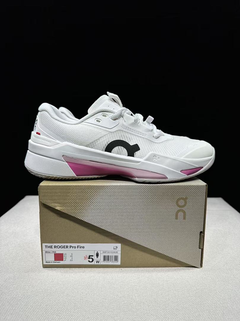 On The Roger Pro Fire Clay White Court Sneakers