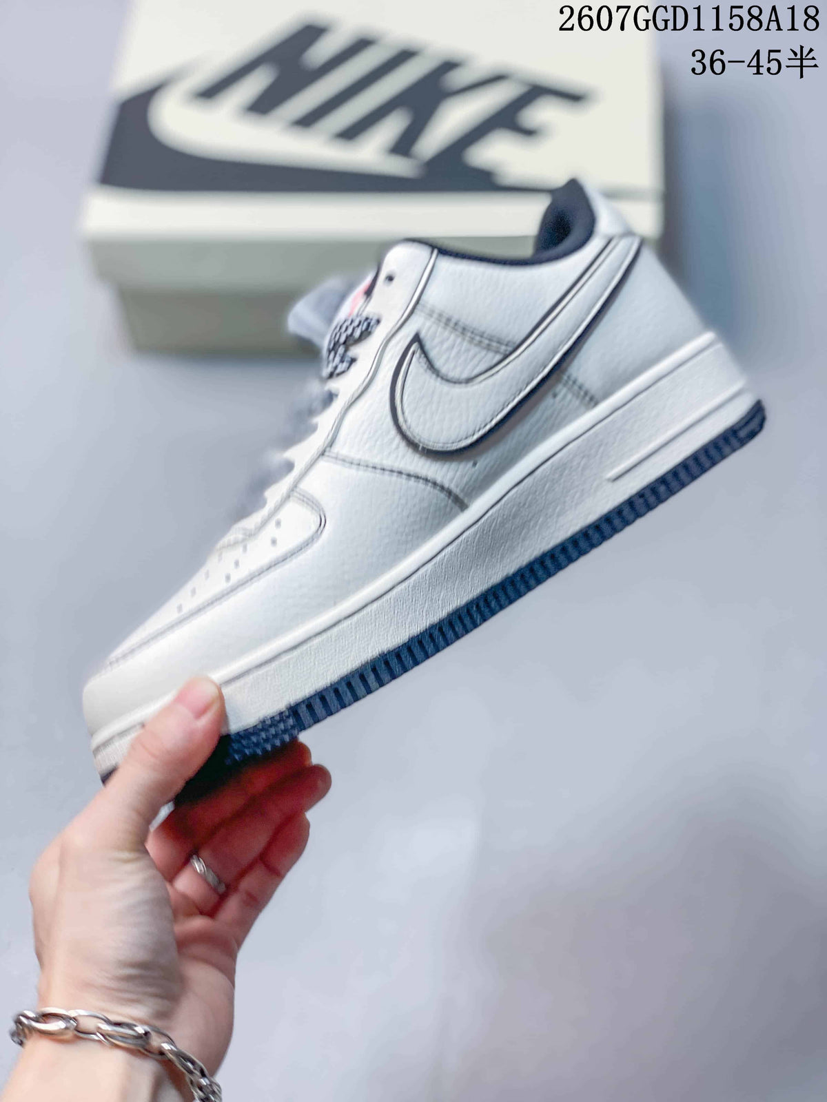 Nike Air Force 1 '07 White Navy Low-Top Sneakers