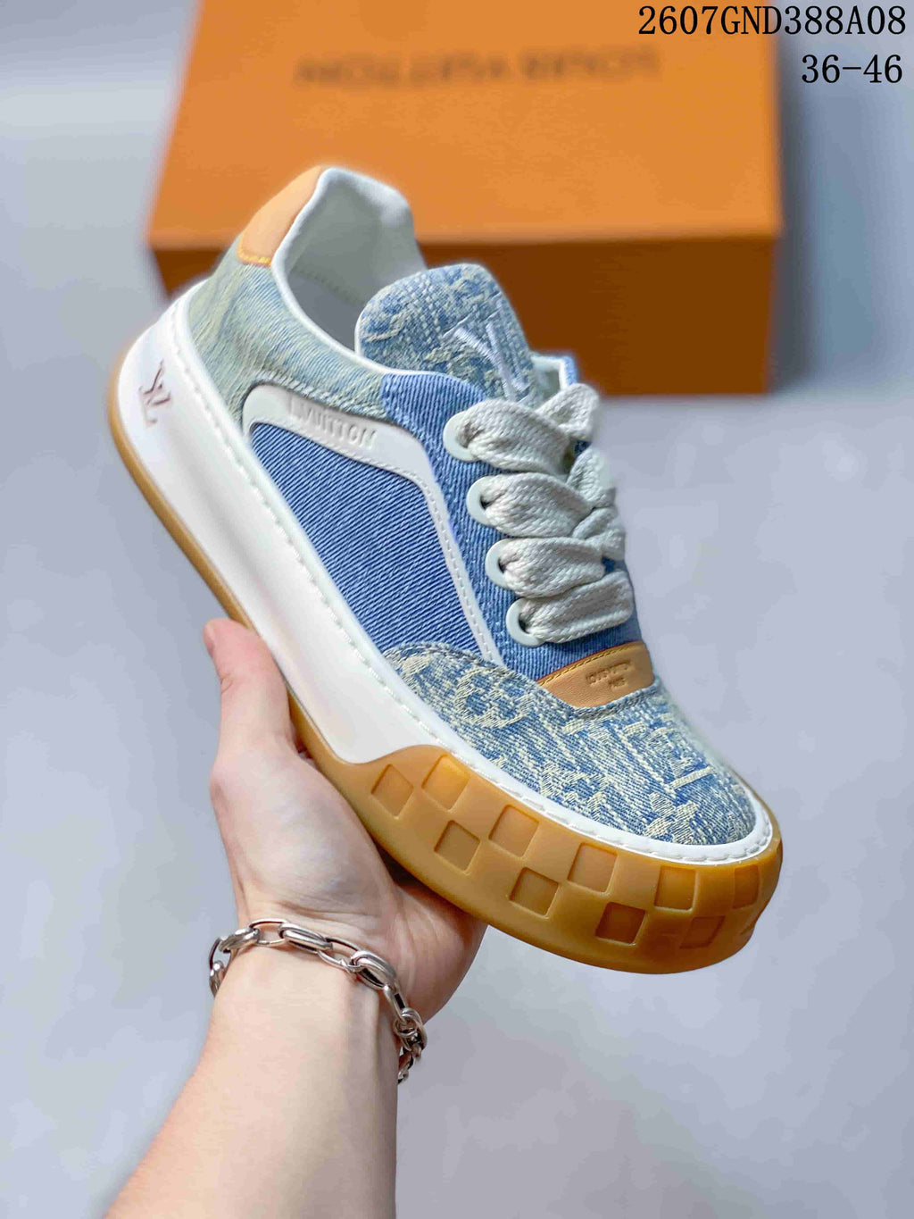 Louis Vuitton Tilted Low-Top Sneakers Blue White 2607GND388A08