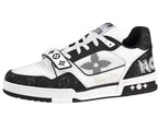 Louis Vuitton-Style Low-Top Sneakers with Strap Closure