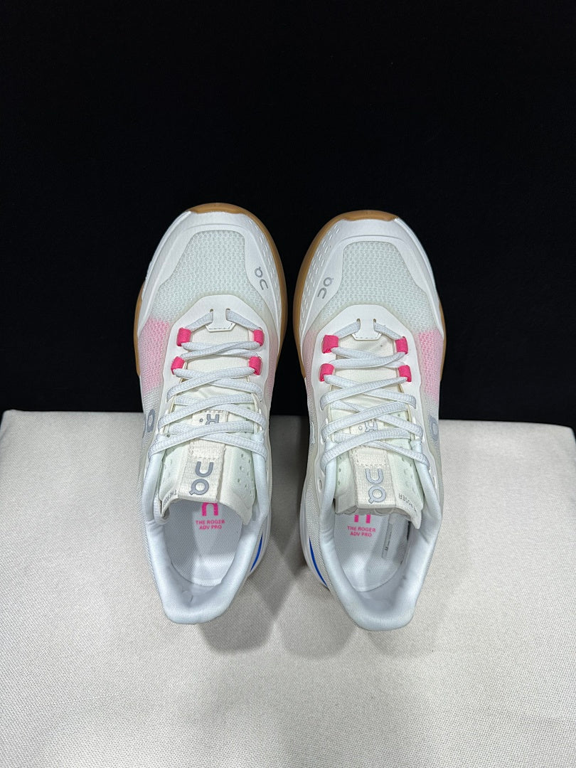 On The Roger Advantage Pro Tennis Shoes, White Blue Pink