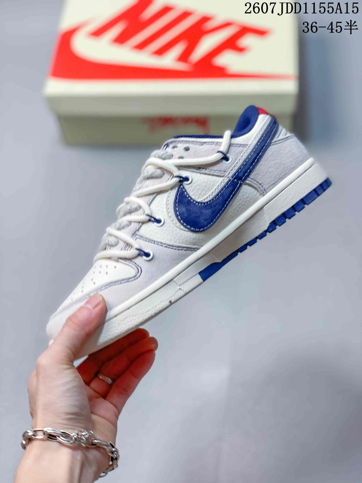 Nike SB Dunk Low Stussy White Grey Navy Sneakers