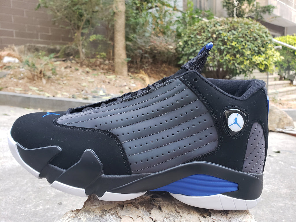 Jordan 14 Men’s High-Top Sneakers in Black, Blue and Iridescent