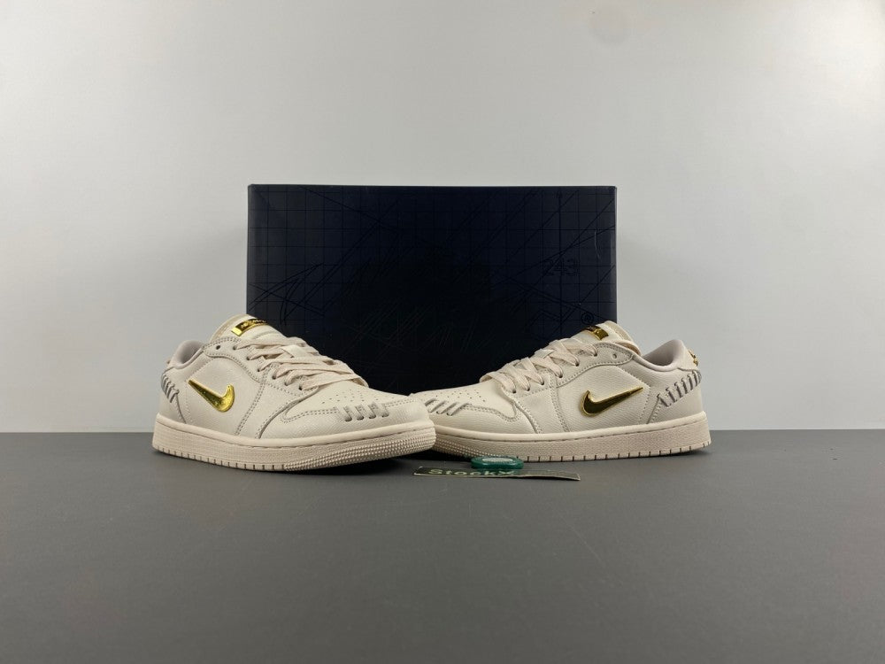 Air Jordan 1 Low Cream and Gold Sneakers FN5032-200