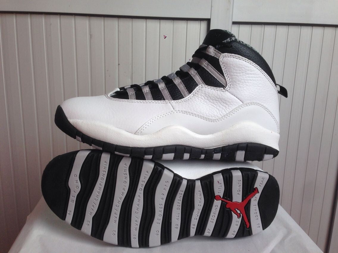 Air Jordan 10 High-Top Sneakers in White and Black
