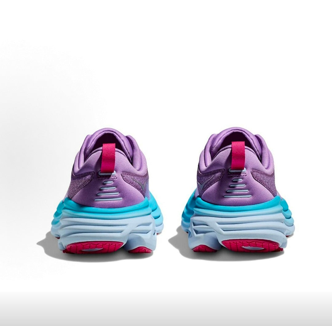 HOKA Bondi 8 Running Sneakers in Purple and Blue
