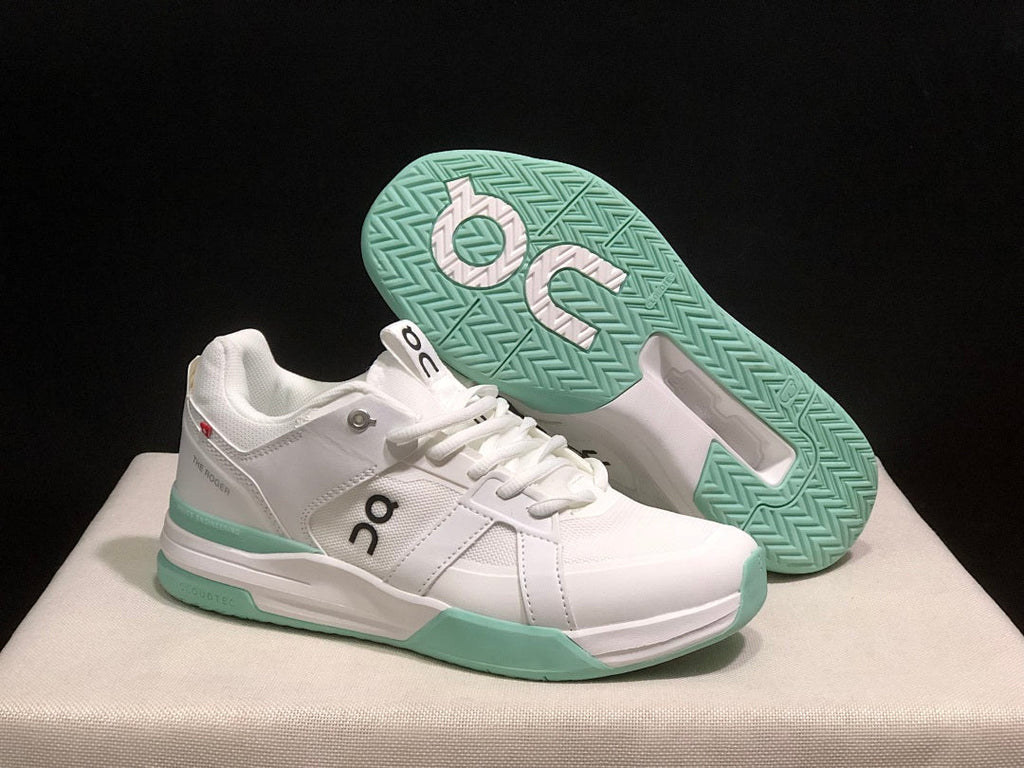 On THE ROGER Clubhouse Pro Tennis Shoes White Mint Green