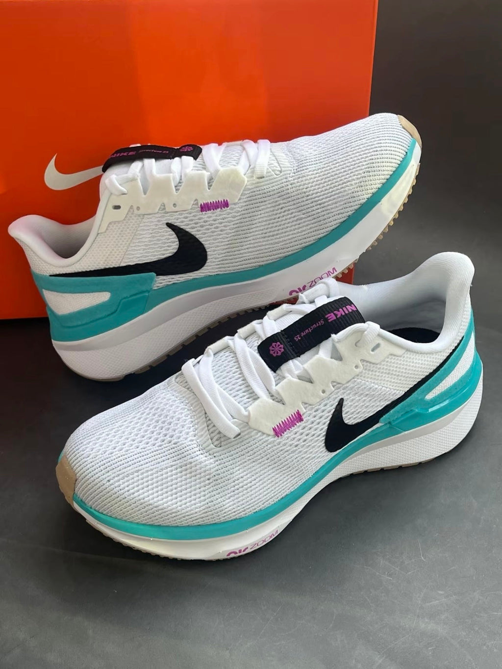 Nike Structure 25 Road Running Shoes White Turquoise DJ7884-103