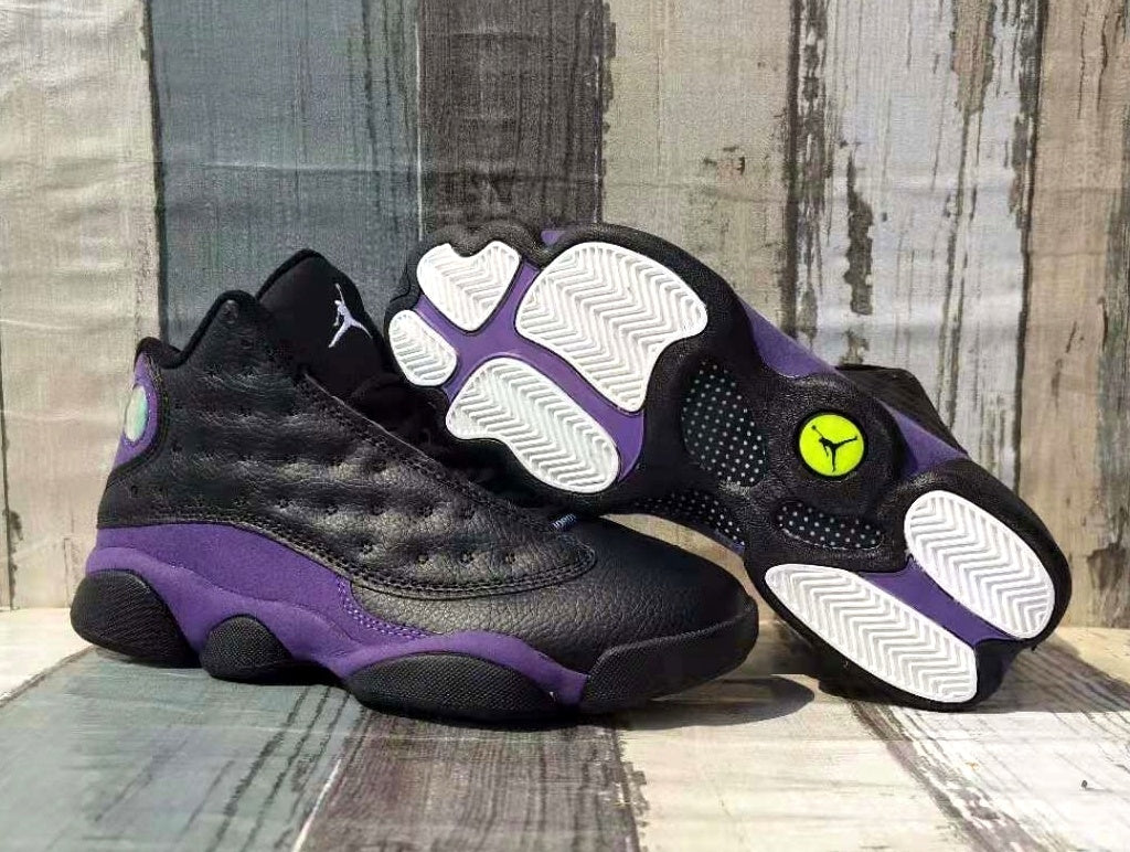 Jordan 13 Black and Purple Men's Sneakers