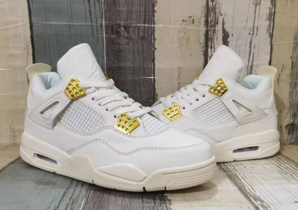 Jordan 4 Men's Sneakers in Off-White and Gold