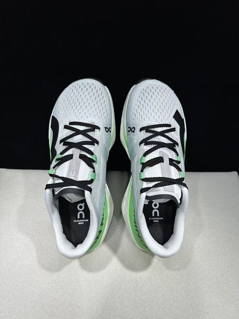 On Cloudboom Max Running Shoes, White and Green