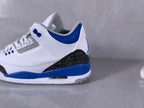 Jordan 3 Retro White and Royal Blue Basketball Sneakers