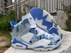 Jordan 6 High-Top Sneakers in Blue Washed Denim