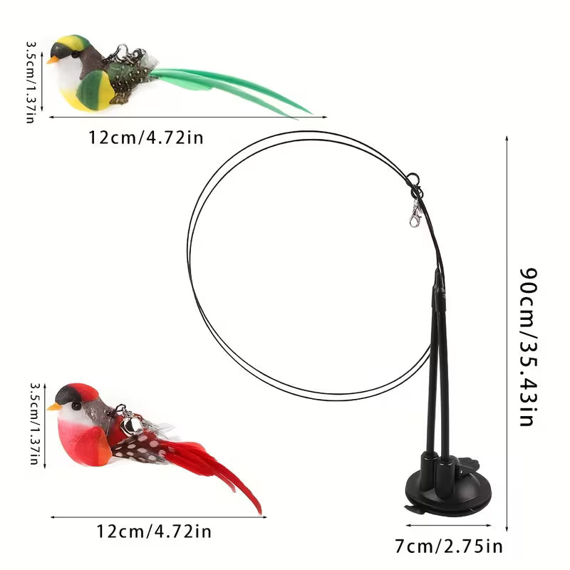 Cat Wand Toy Set with Feather Bird and Bell