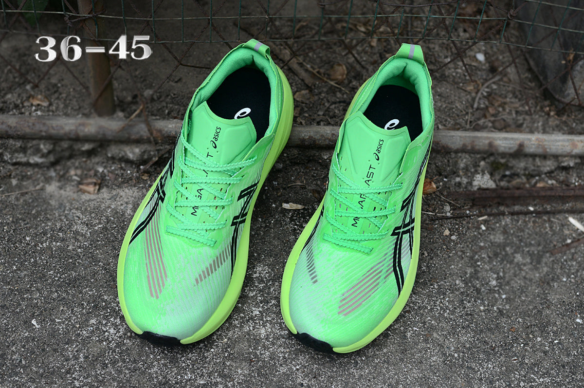 ASICS Green Running Shoes with Black Logo