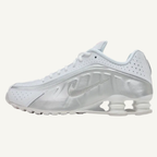 Nike Men's White/Metallic Silver Shox R4 Sneakers, HQ1988 101