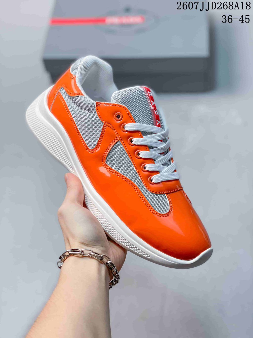 Prada America's Cup Orange Low-Top Lace-Up Sneakers