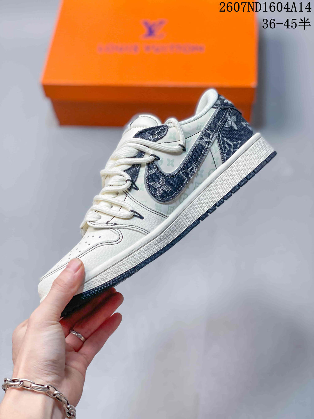 Nike SB Dunk Low LV-Inspired Low-Top Sneakers in White and Grey