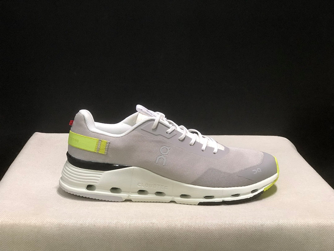 On Cloudnova Form 2 Sneakers, Grey and Fluorescent Green