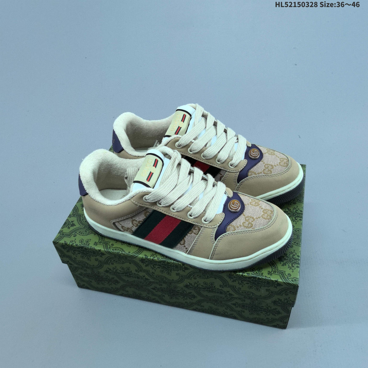 Gucci Screener Distressed Low-Top Sneakers
