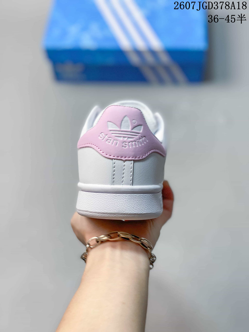 adidas Stan Smith White and Pink Low-Top Sneakers
