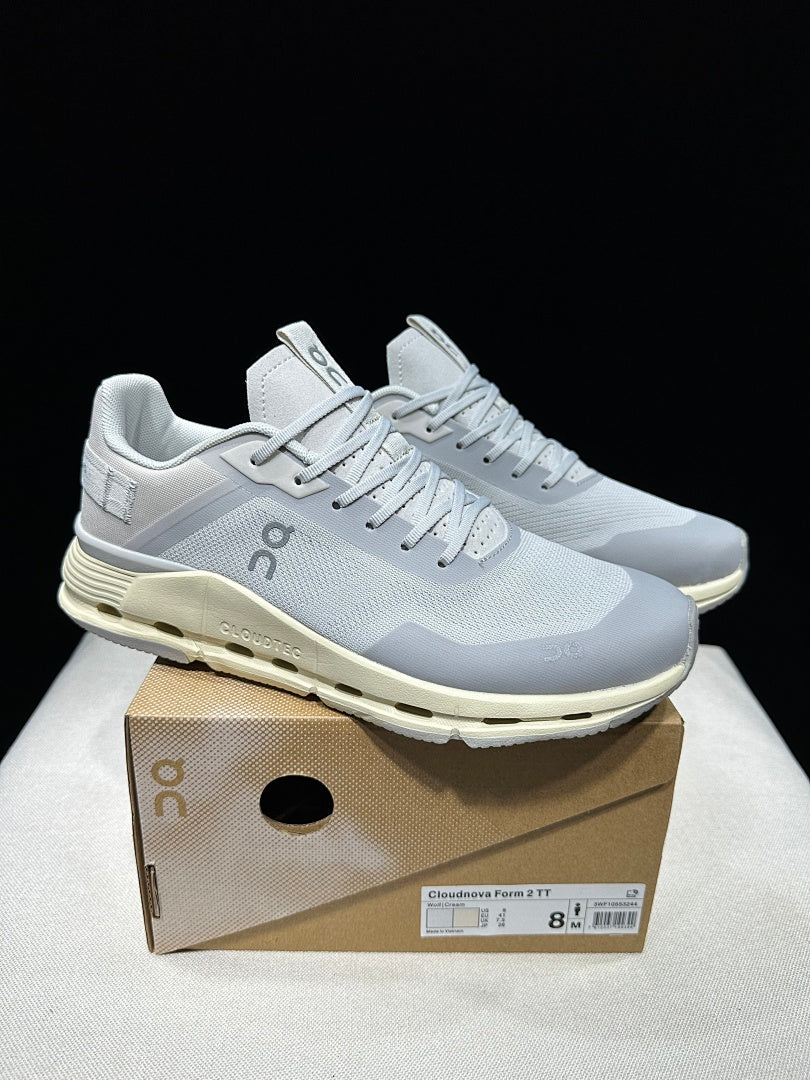 On Cloudnova Form 2 Sneakers, Gray and Cream