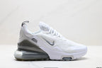 Nike Air Max 270 White and Metallic Silver Sneakers