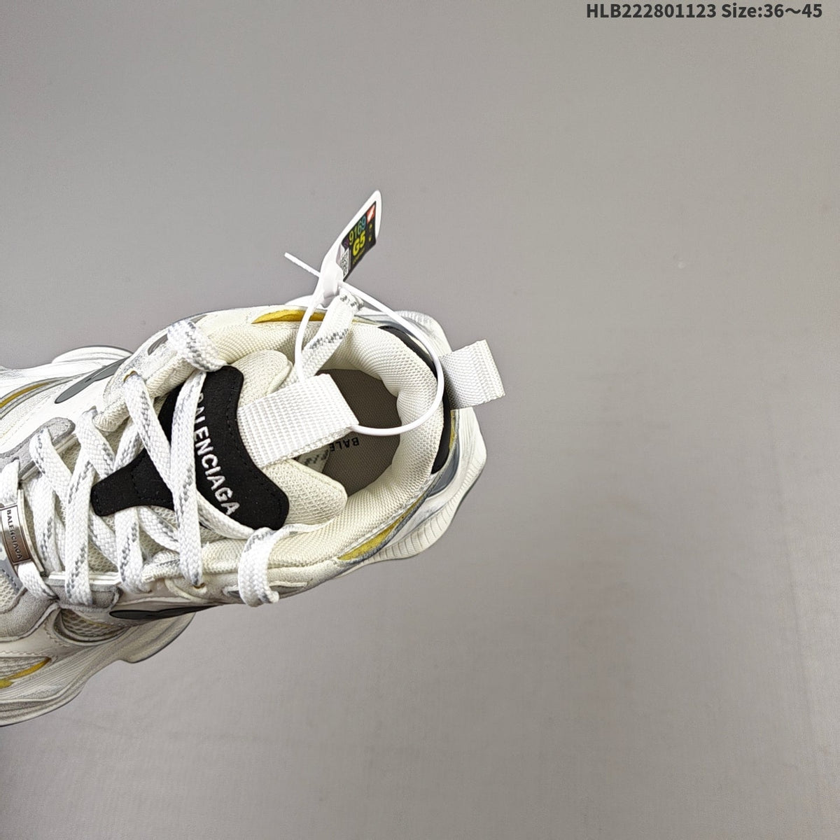 Balenciaga Monday Low-Top Sneakers in White, Gray and Yellow