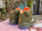 Jordan 5 Olive Green and Orange High-Top Sneakers