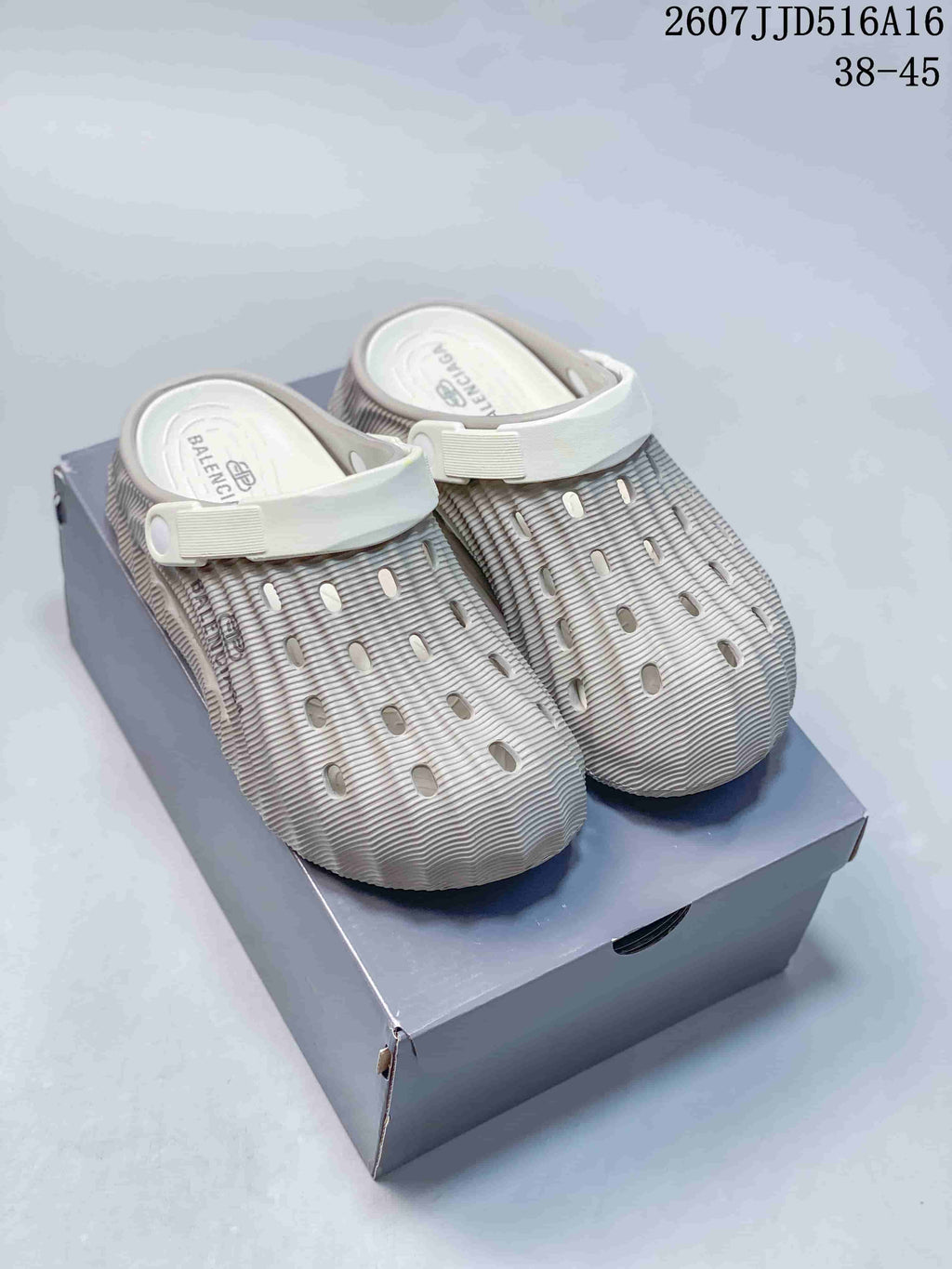 BELANCIAGA Ribbed Clog Sandals Cream 2607JJD516A16
